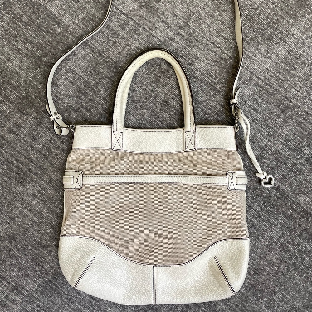 Brighton pebble leather and linen satchel